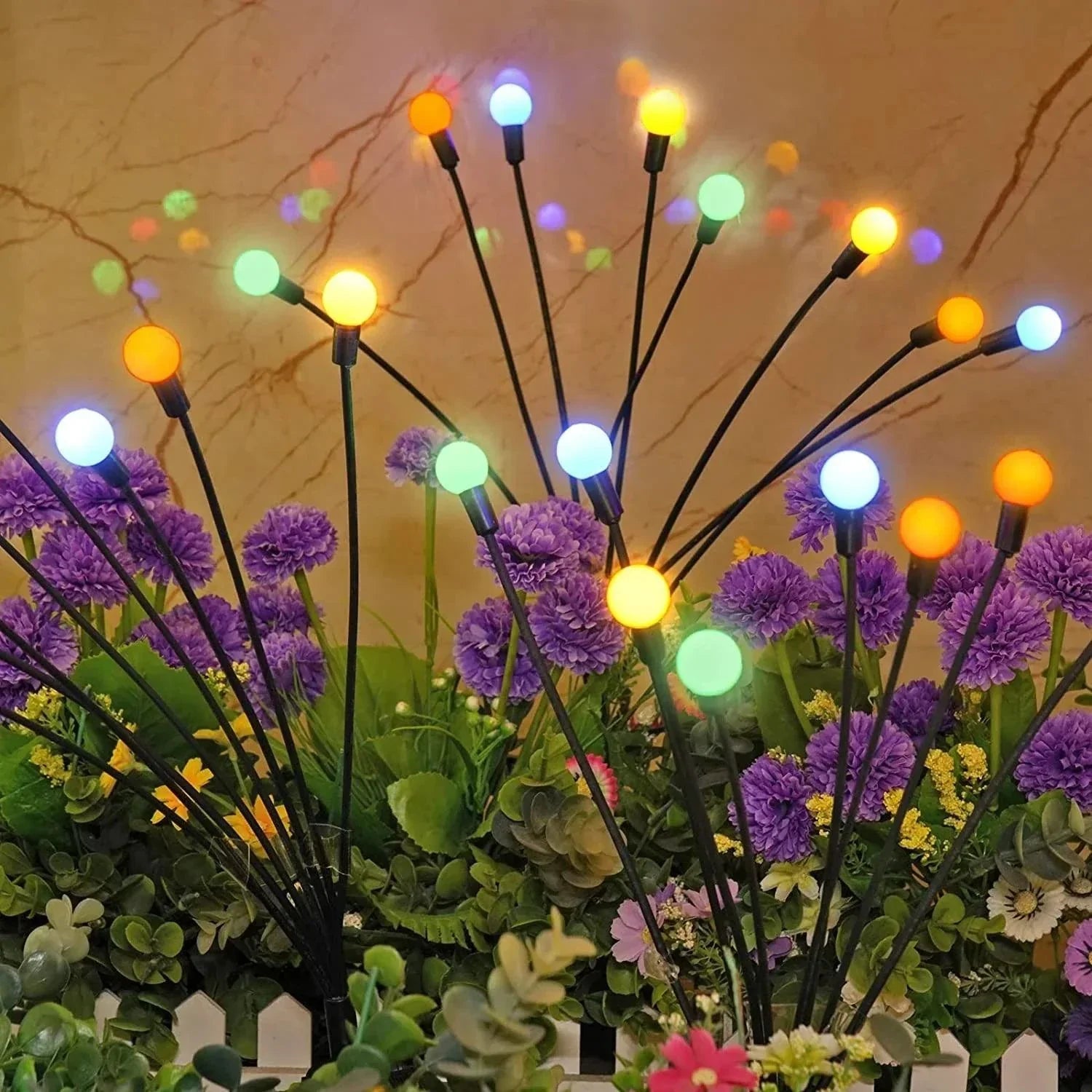 Garden lamps with fireflies
