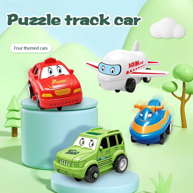 Educational circuit puzzle with electric vehicles