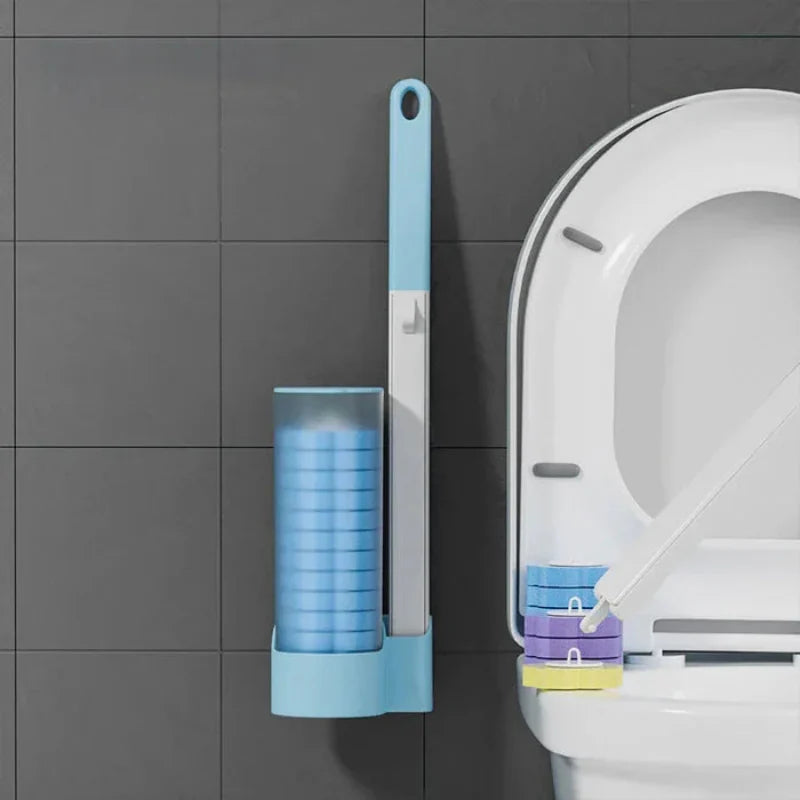 Clean your toilets without contact using disposable heads
