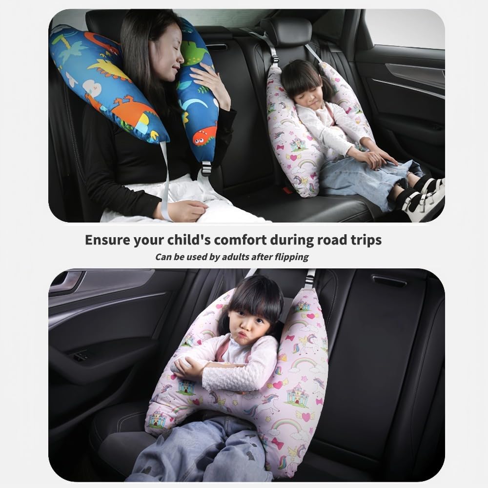 Child travel pillow with secure support