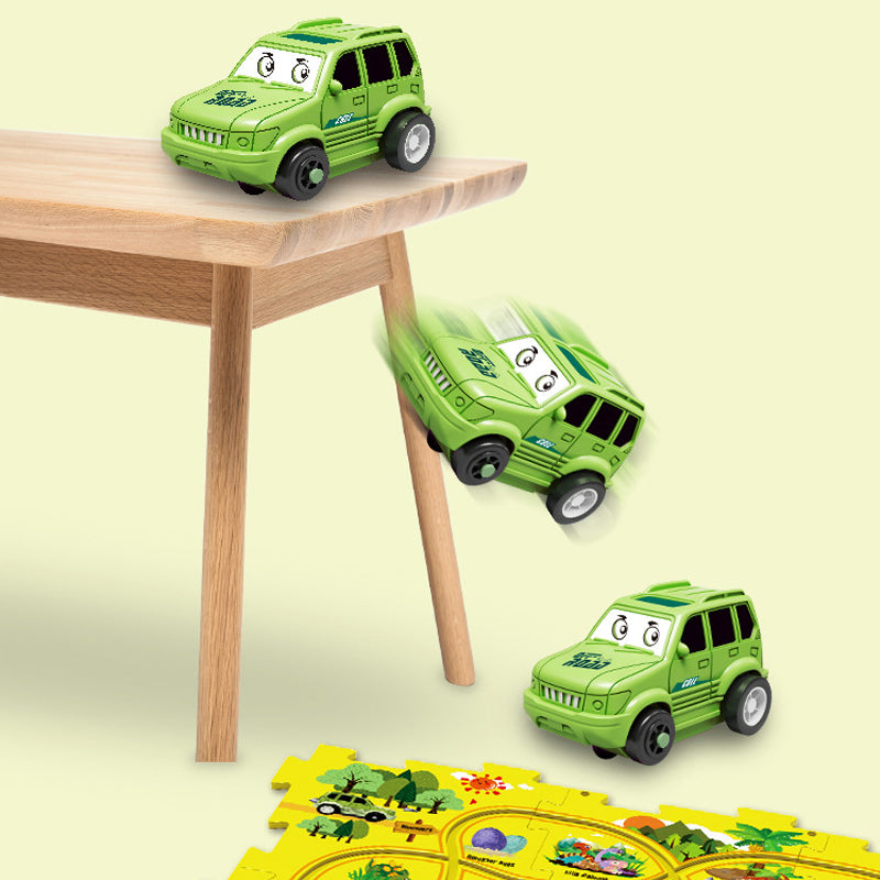 Educational circuit puzzle with electric vehicles