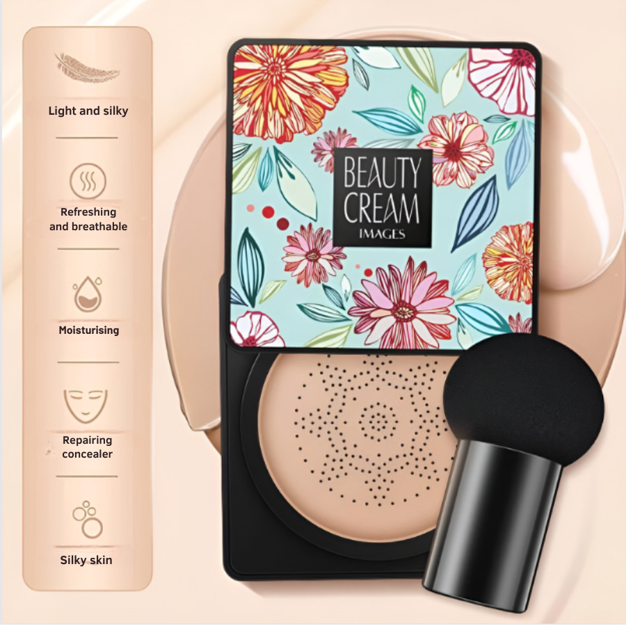 CC cream cushion with mushroom-shaped applicator