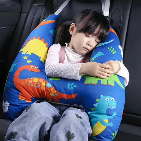 Child travel pillow with secure support