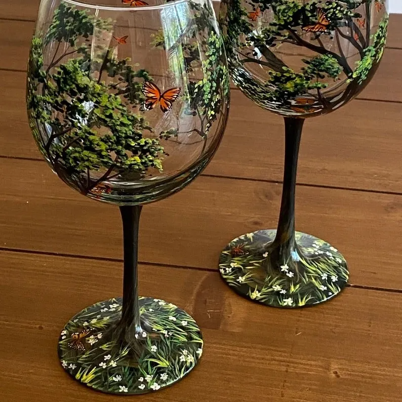 Hand-painted glasses inspired by the four seasons