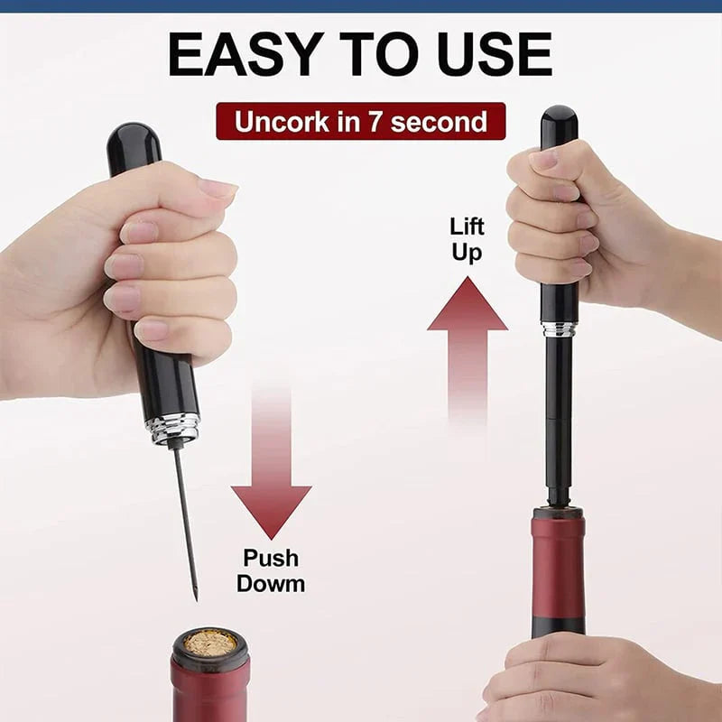 Air pump bottle opener: easy and quick uncorking