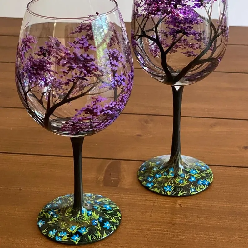 Hand-painted glasses inspired by the four seasons