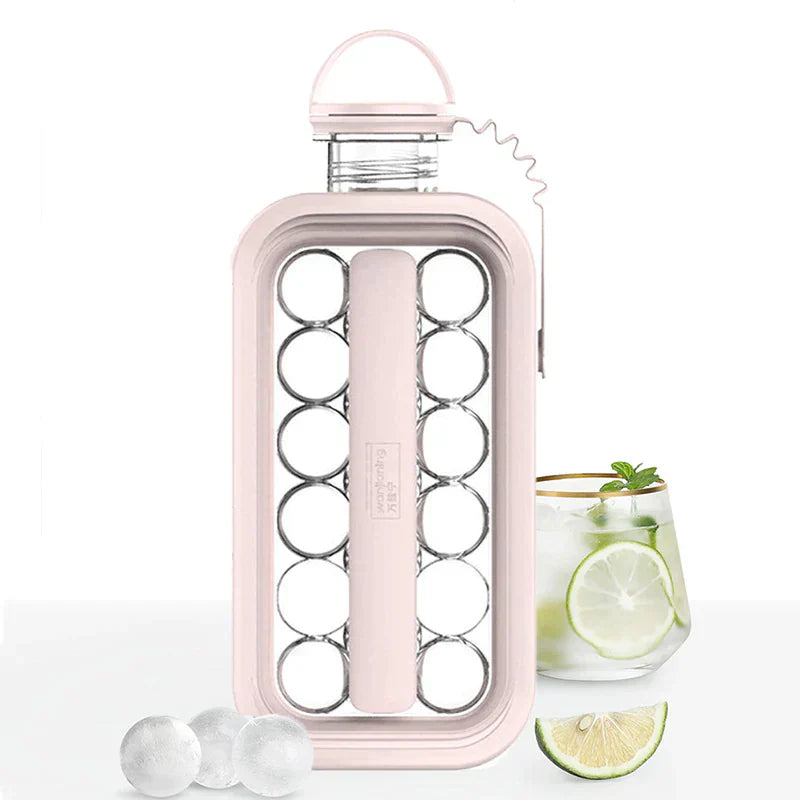 2-in-1 bottle with integrated ice cube mold