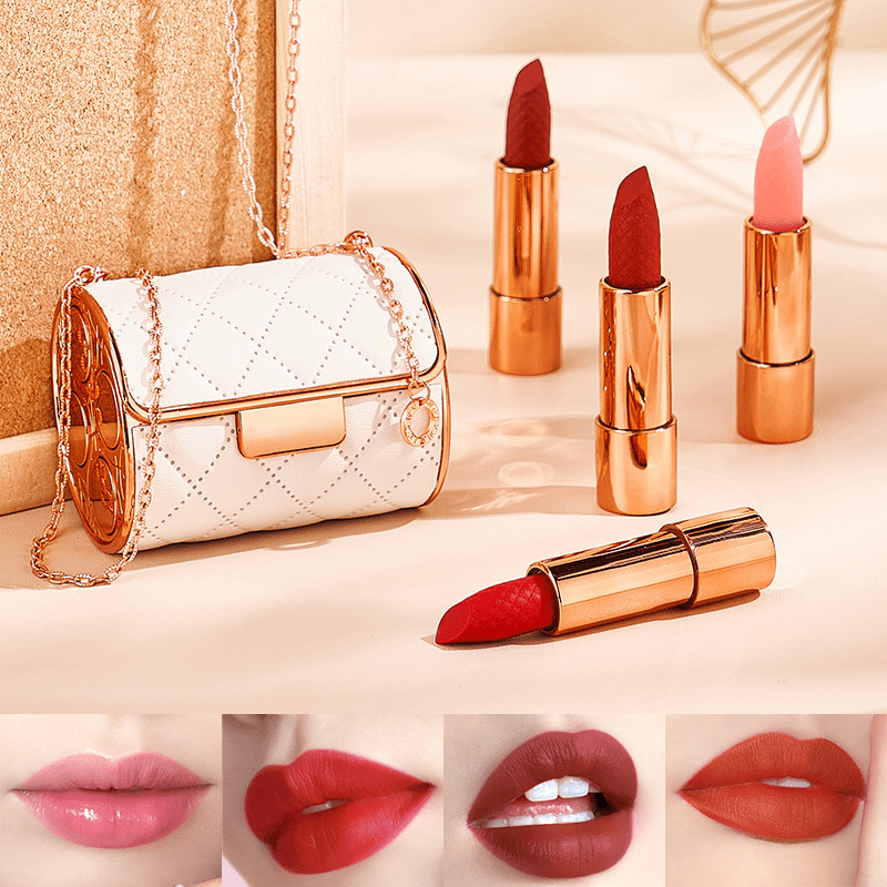 Matte lipsticks in a chic handbag box 