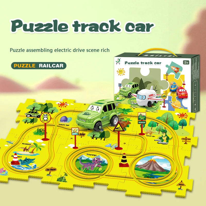 Educational circuit puzzle with electric vehicles 