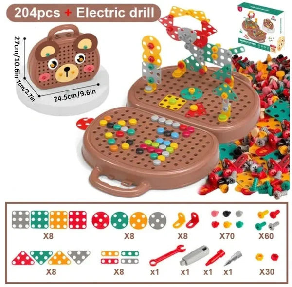 Educational construction game with included drill 