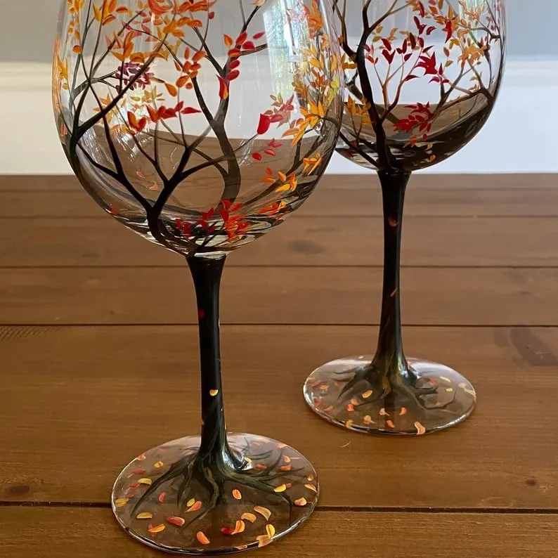 Hand-painted glasses inspired by the four seasons 
