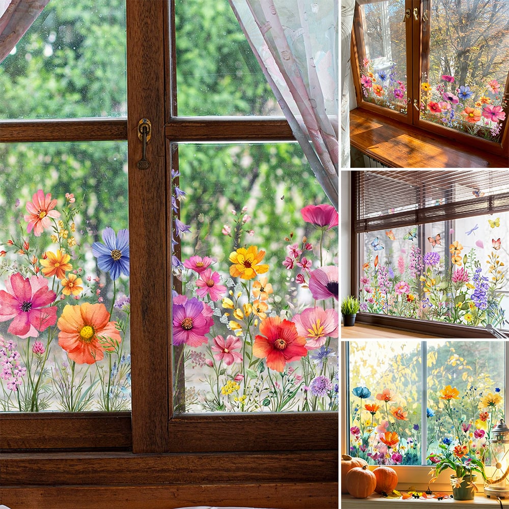 Adhesive floral stickers for windows 