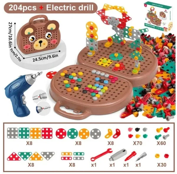 Educational construction game with included drill 