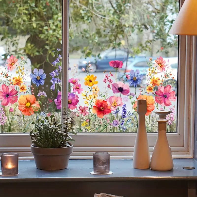Adhesive floral stickers for windows 