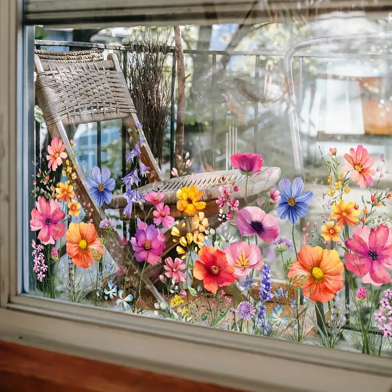 Adhesive floral stickers for windows 