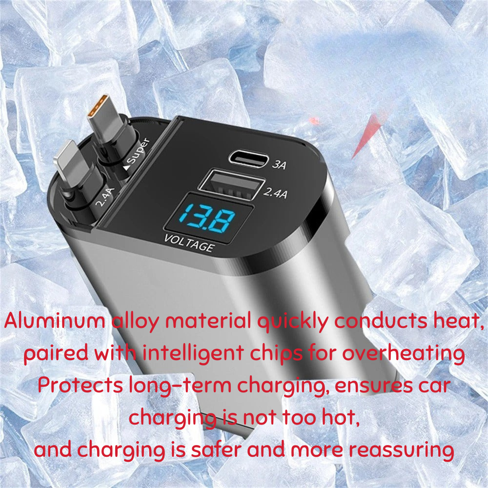 Fast car charger with dual smart USB port 4-in-1 