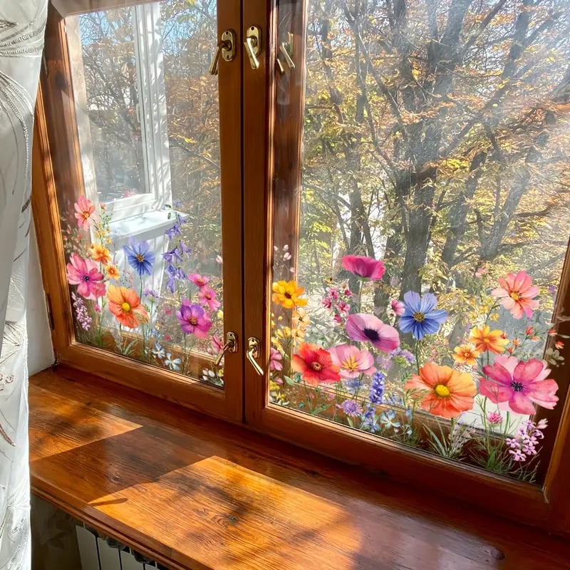 Adhesive floral stickers for windows 