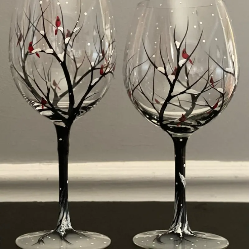 Hand-painted glasses inspired by the four seasons 