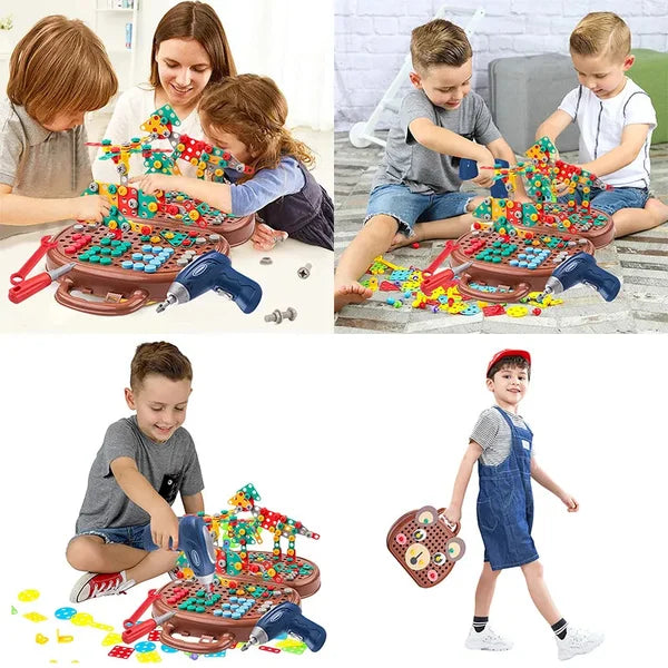 Educational construction game with included drill 