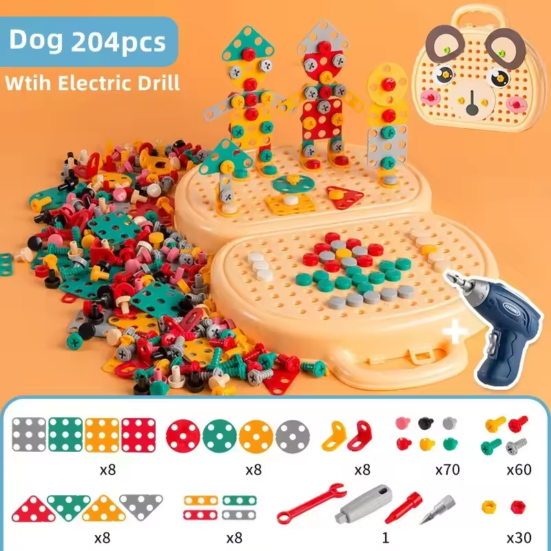Educational construction game with included drill 