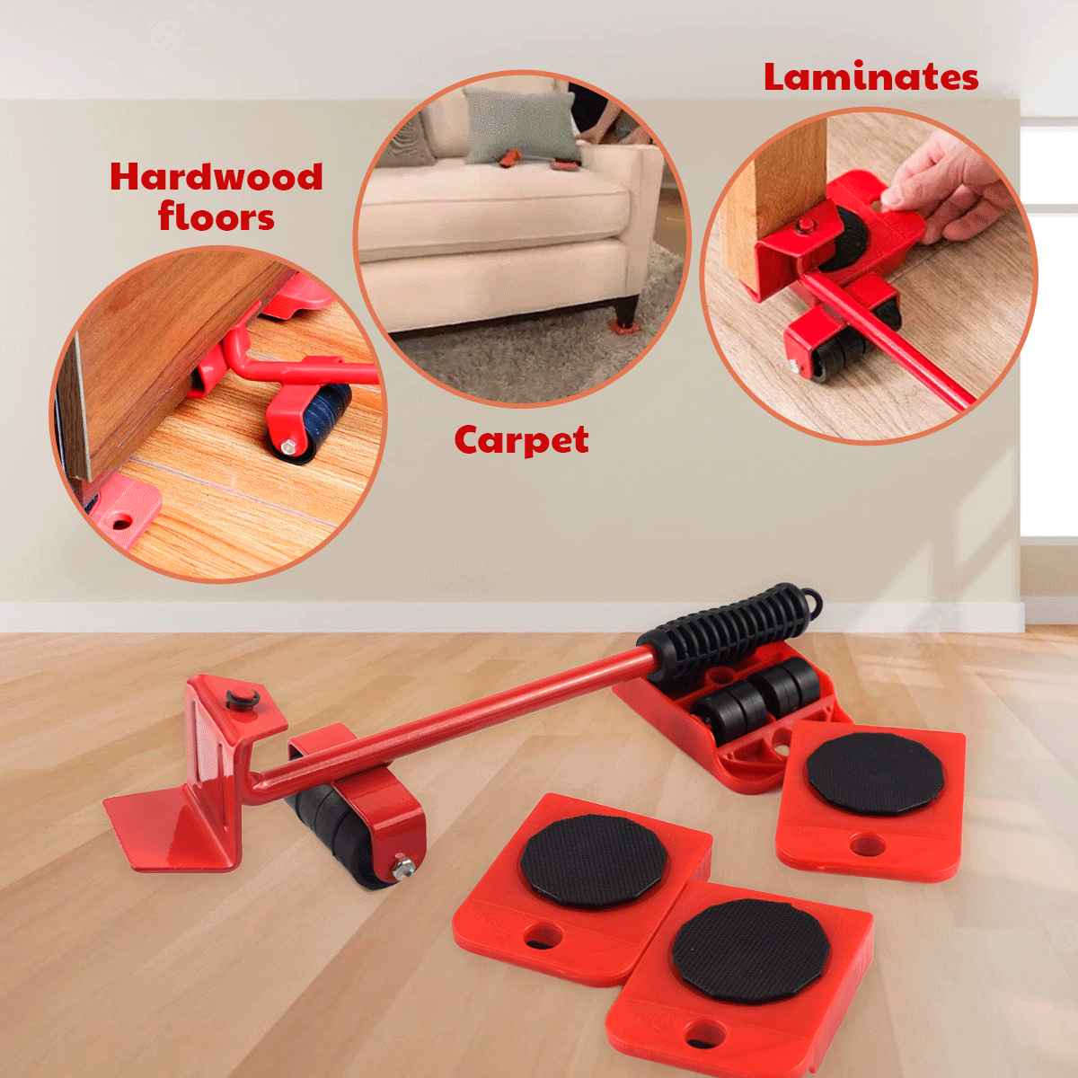 Lever to move your furniture effortlessly and painlessly 