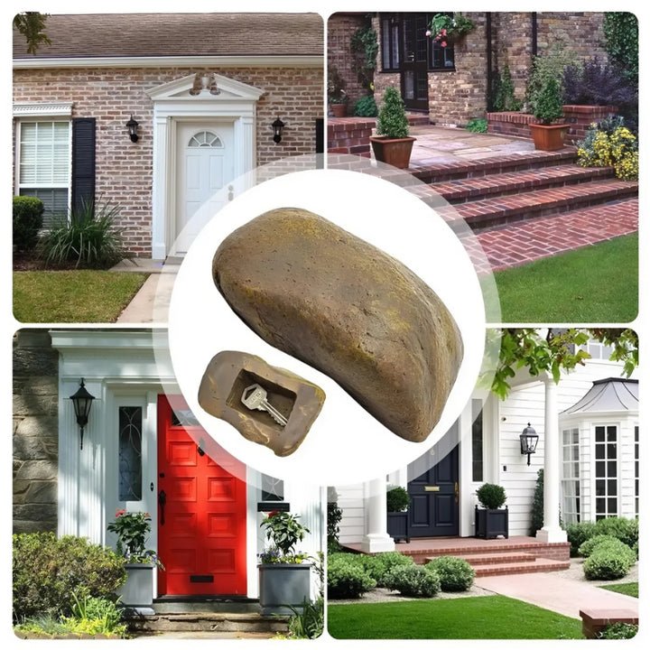 Discreet external key holder in the shape of a stone 